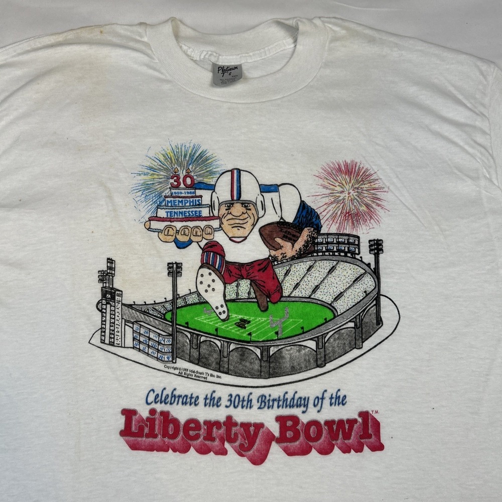 VTG Single Stitch T Shirt Indiana Hoosiers Liberty Bowl XL 1988 30th Birthday